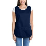 DALIX Cobbler Apron Two Pockets Smock Regular Double Sided Apron, Navy Blue