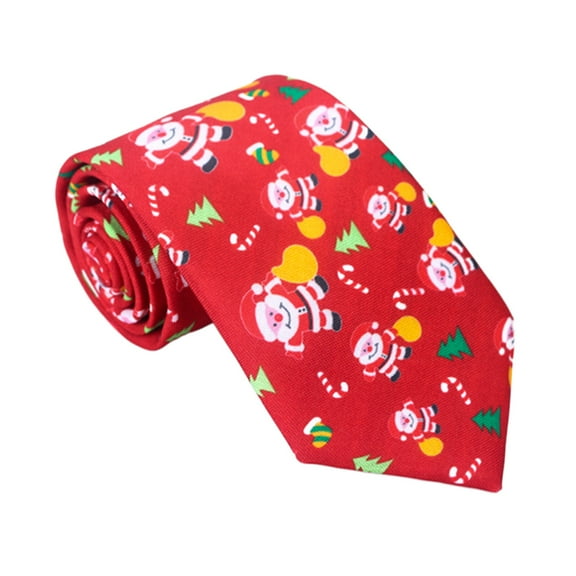 Men Christmas Neckties Novelty Cute Xmas Tree Santa Claus Elk Printed Holiday Festival Party Fun Ties Costume