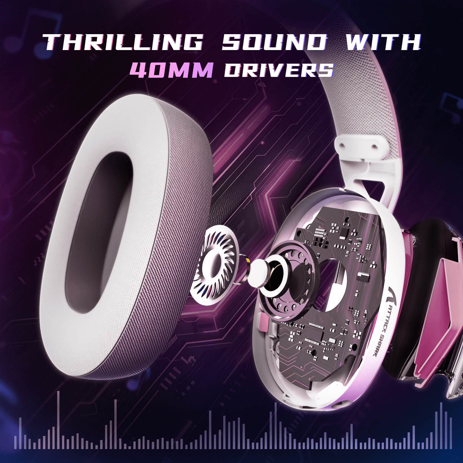 ATTACK SHARK L60 Ultra-Light Tri-Mode Gaming Headset Ultra-Light Tri-Mode Wireless Gaming Headset for PC/PS4/Xbox