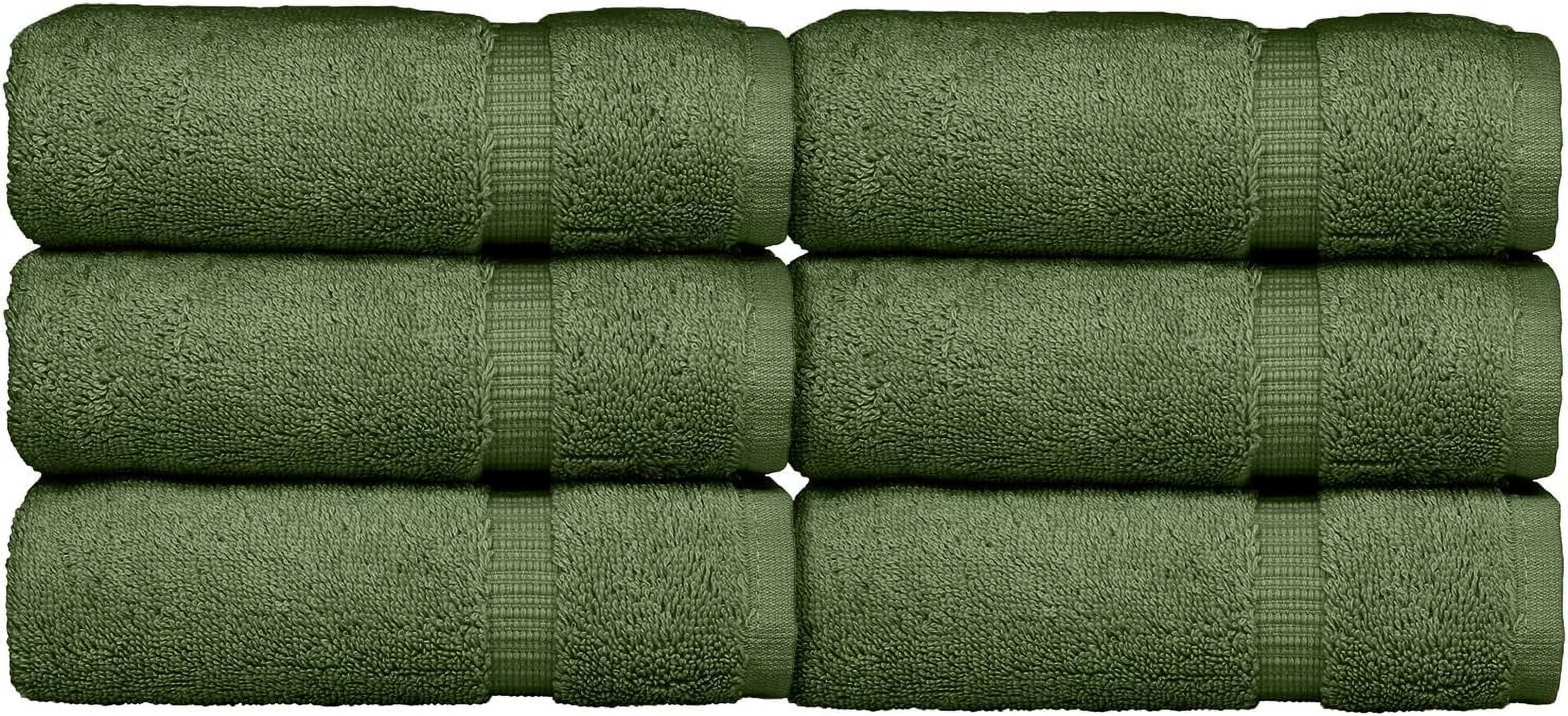 Luxury Hotel &  Collection, 100% Turkish Cotton 700 GSM Cloth, for Body wash, Makeup Remover & Cleaning, Baby, face, Dobby Border Soft washcloths Towel Set 13" X 13", Moss, Set of 6