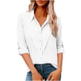 thumbnail image 2 of YFNNUP Women's Button Down Shirts Plus Size Long Sleeve Blouses Casual Business Work Shirt Solod Color Dressy Tops, 2 of 8