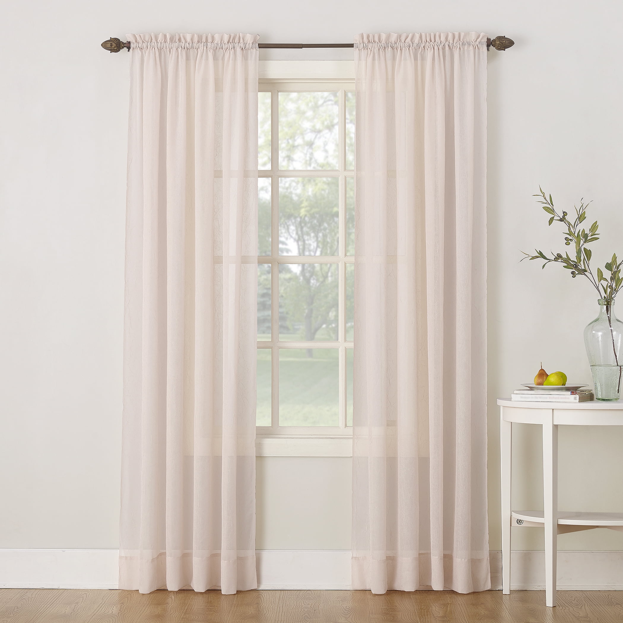 No 918 Tayla Crinkled Sheer Rod Pocket Curtain Panel 50 X 95in White for sale online 