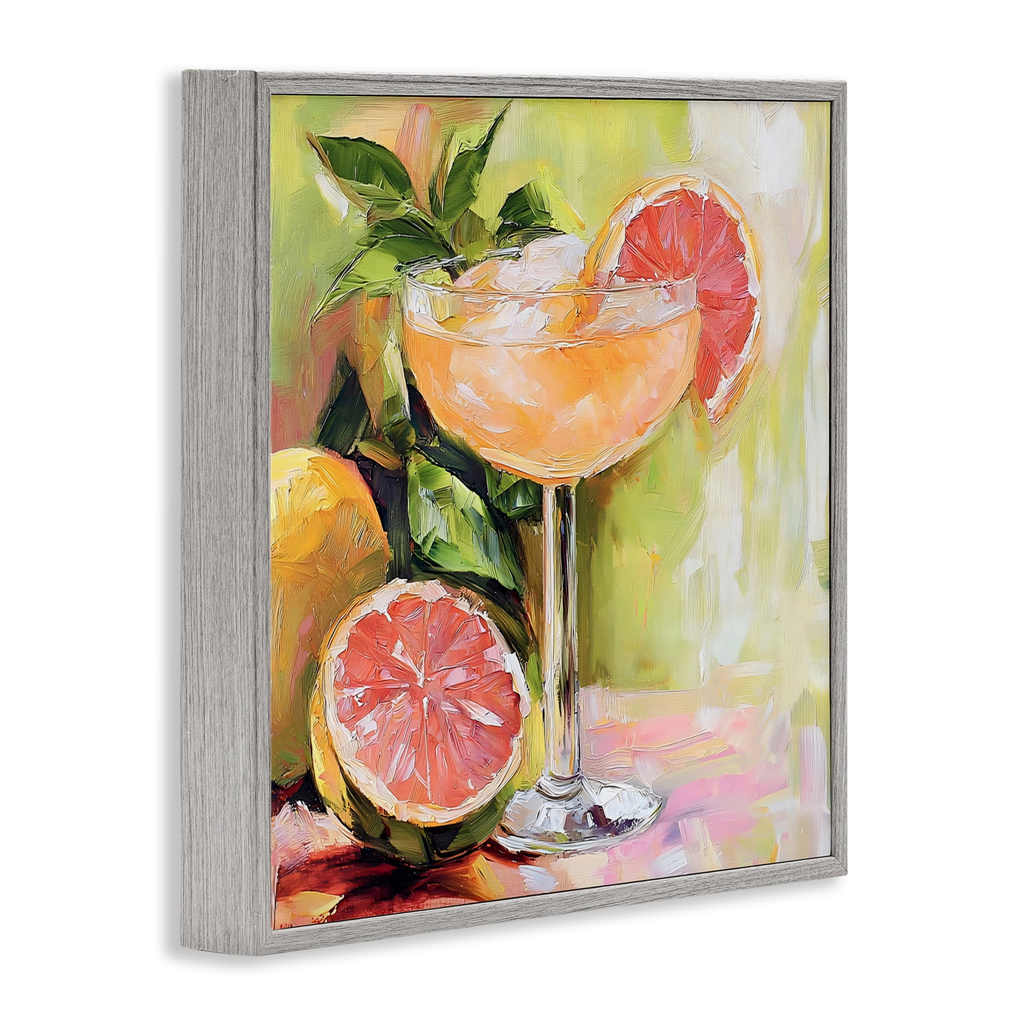 Stupell Industries Grapefruit Summer Cocktail Gray Framed Giclee Art, design by Riley B