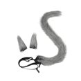 thumbnail image 3 of Diadema con orejas de gato, decoración para cosplay, regalo de gato con cola larga para cumpleaños y espectáculos. Gris, 3 of 9