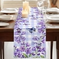 thumbnail image 3 of Table Runners 120 Inches Long Dress Scarves, Purple Flowers Farmhouse Coffee/Dining/Kitchen Table Runner for Living Room, Butterfly Spring Floral Checkered Farmhouse 13x120 Inch, 3 of 9