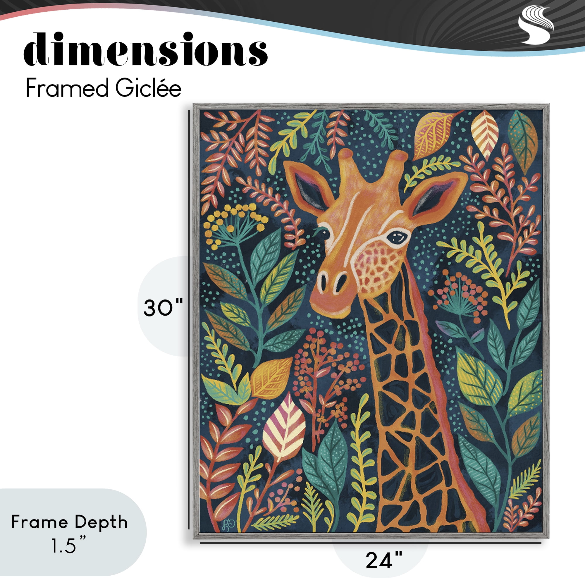 Stupell Industries Exotic Leaf Pattern Giraffe Gray Framed Giclee Art, design by Lisa R Dumm