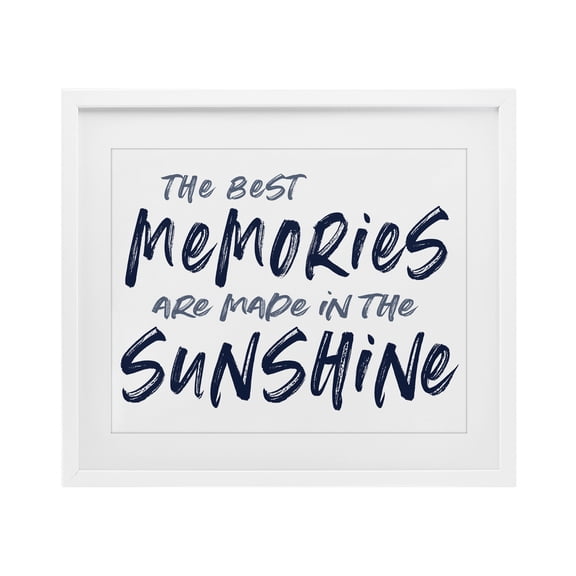 Memories Made In Sunshine White Framed Print Under Glass, design by Lettered and Lined