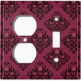 thumbnail image 4 of Metal Light Switch Plate Cover Elegant Burgundy Diamond Rose Gate Damask DAM078, 4 of 13