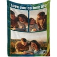 thumbnail image 5 of Custom Blanket with Photos and Text Customized Blanket Personalized Flannel Throw Blankets for Adult Kid Birthday Christmas Halloween Mothers Fathers Valentines Day Gift. (5 Photos, 48X32inch), 5 of 6