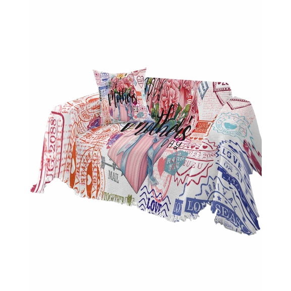 Vintage Floral Sofa Couch Covers for Dog,Washable Sectional Couch Slipcovers for Loveseat with Tassels,Watercolor Mother's Day Colored Non Slip Sofa Throw Cover Blanket Large 71''x102''