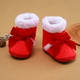 thumbnail image 3 of Douhoow Baby Girl Plush Shoes Infant Warm Winter Boots Anti-Slip Color Big Bow Shoes, 3 of 8