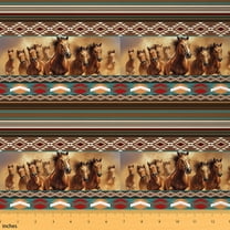 Homewish 3D Racing Horse Fabric by the Yard 2 Yards for Adult, Tribal Western Bohemian Aztec Sewing Fabric, Mandala Hippie Style Fabric for Sewing, Microfiber Bedroom Decor