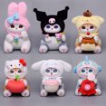 thumbnail image 2 of Llavero de peluche de tiburón gato kawaii de 12/20 cm de Sanrio Co., pez feo Kuromi, melodía, Cinnamoroll, regalo para niños, 2 of 4