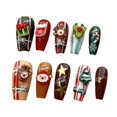 thumbnail image 3 of Uñas postizas navideñas lindas de cobertura completa reutilizables para invierno, uñas postizas navideñas, uñas festivas, uñas largas creativas para S, 3 of 8