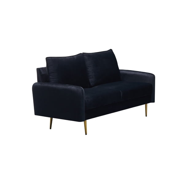 Velvet Loveseat Modern Living Room Sofa - Black Comfortable Seating, Easy Assembly