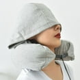 thumbnail image 3 of 5 Colors Memory Foam Warm Hoodie U Shaped Travel Pillow, Neck Support Super Soft Hood Cushion Helps Block Out Light and Sound, 3 of 6