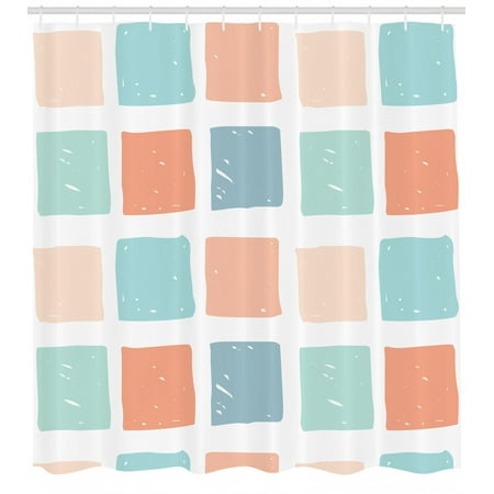 Colorful Shower Curtain Pale Colored Squares Mosaic Style