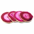 thumbnail image 3 of Modern Home Set of 4 Natural Agate Stone Coasters - Pink w/Gold Edge, 3 of 6