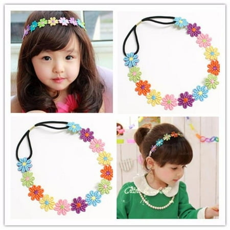 Bare Feet Embroidered Headband - Baby Girl Kids Embroidered Flowers Headband Hair Accessories Headwear