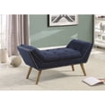 thumbnail image 2 of BenJara 46 Inch Fabric Ottoman with Nail head Trim Design Blue and brown, 2 of 3