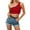Red, variant on Women's Solid Color Neck Casual Summer Crop Top Sleeveless Low Cut Tank White,XXL