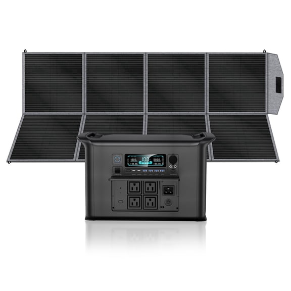 CTOLITY Solar Generator Kit with Panels Included, 4800W Portable Power Station, 2048Wh LiFePO4 Battery, Foldable 2400W Solar Panel for Camping Home Backup RV