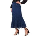 thumbnail image 4 of INSPIRE CHIC Women's Lace Floral Skirts Ruffle Hem High Waist Cocktail Midi Skirt 2XL Dark Blue, 4 of 6