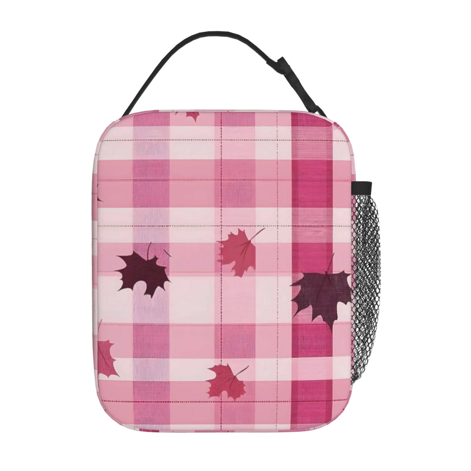 Lunch Bag For Women Men Insulated Portable Lunch Box Bento Box Office Picnic Travel Cooler Bag Plaid Fall Camo Pink_1