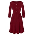 thumbnail image 5 of Fesfesfes Women Dress Slim Fit Comfortable Button V-Neck Solid Color Casual Dress or, 5 of 6