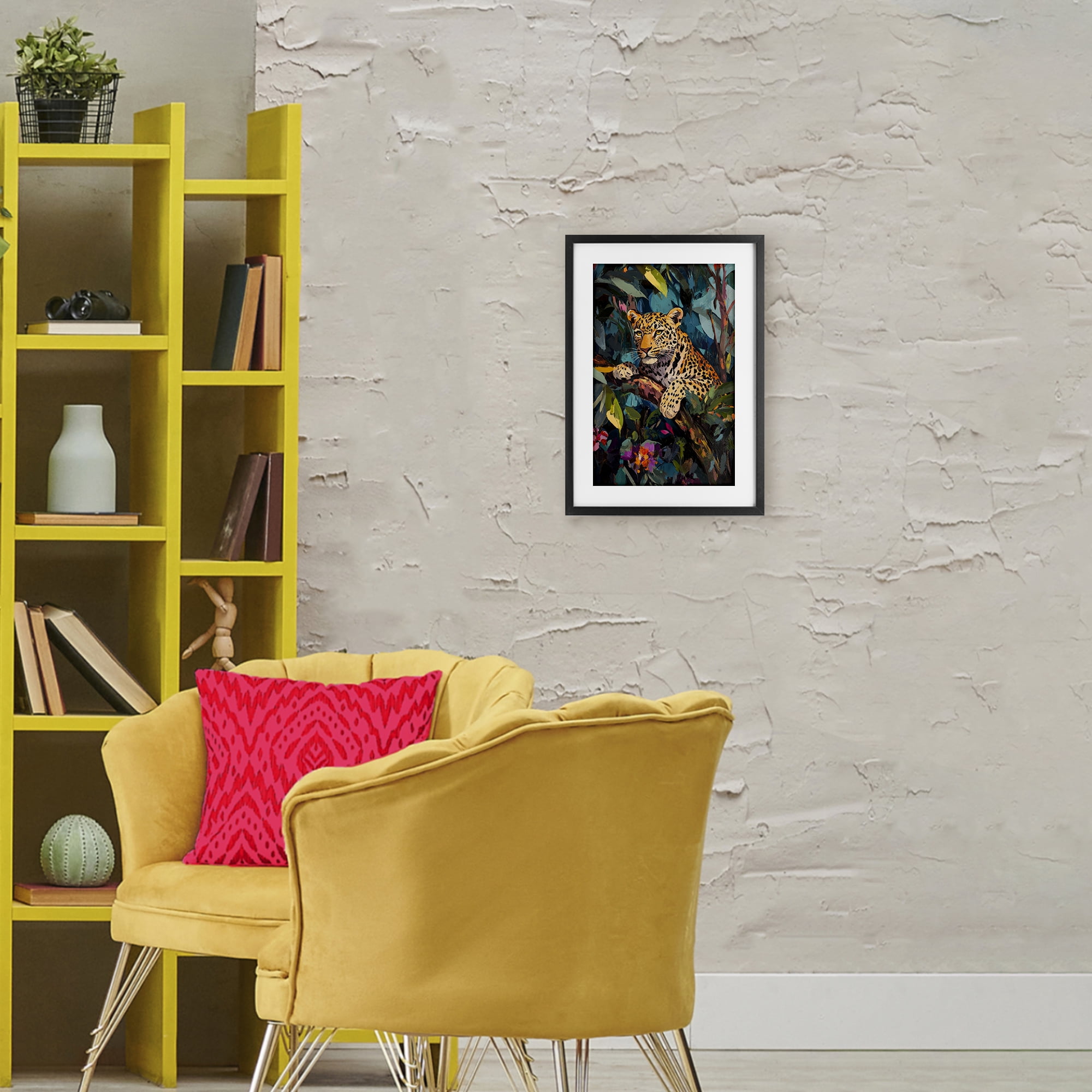 Stupell Industries One The Wild Side Leopard Black Framed Print Under Glass, design by Petal Prints Design