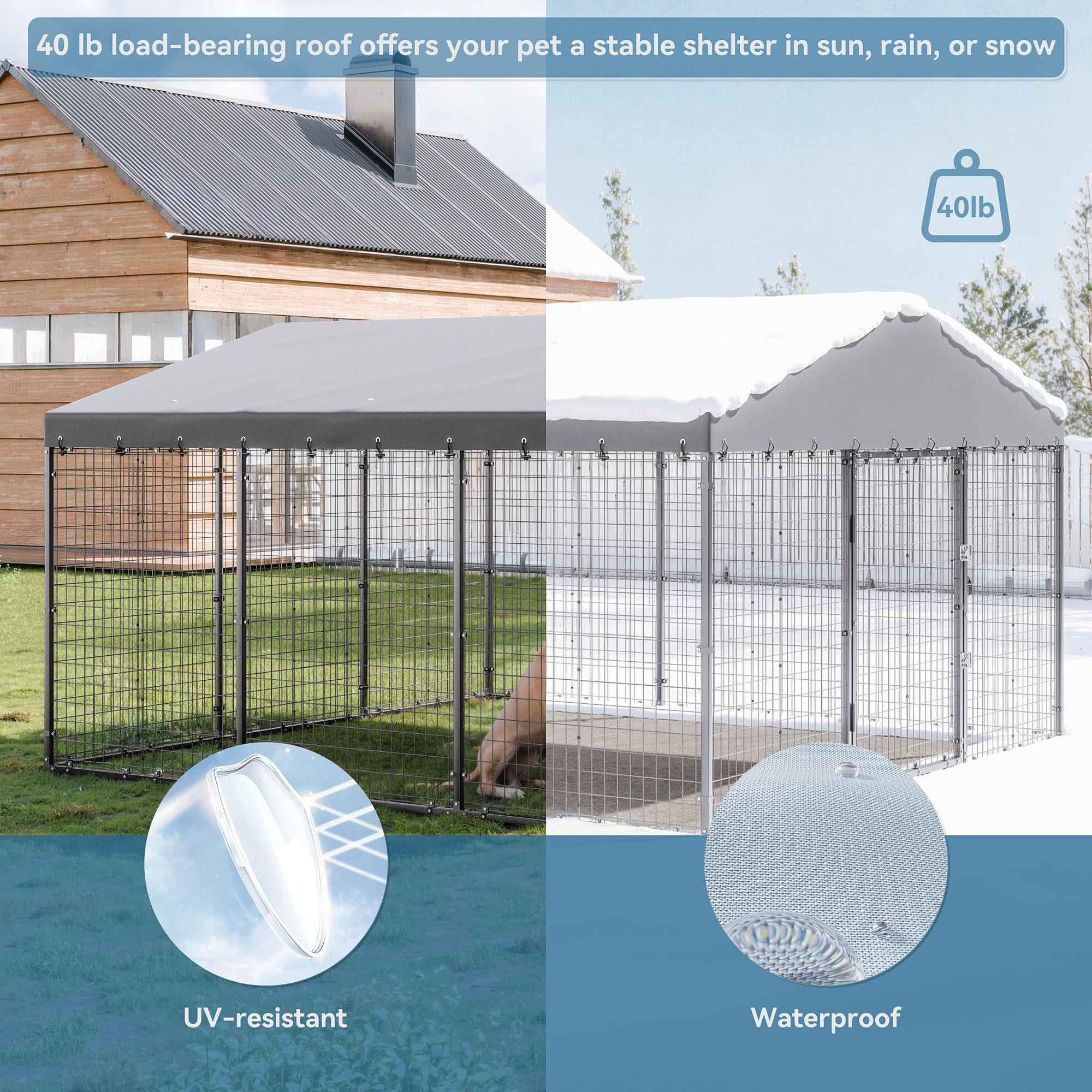 ASJMR Dog Kennel Outdoor Heavy Duty Chicken Run with Rain Cover
