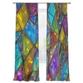 thumbnail image 7 of Stained Glass Sheer Curtains 108 Inch Length 2 Panels Set, Vintage Abstarct Geometric Pattern Art Voile Window Treatment Semi Sheer Long Curtains Drapes for Bedroom/Living Room/Kitchen 52"x108"x2, 7 of 7