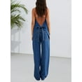 thumbnail image 2 of Women Two Piece Denim Set Button Down Backless Tank Top and Wide Leg Jeans 2 Piece Outfit Suits, 2 of 5