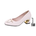 thumbnail image 5 of Gpaecead Women's Buckle Block Heel Dress Shoes Square Toe Faux Leather Slip On Shoes For Office Formal White, 5 of 8