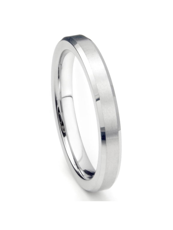 4MM Sterling Silver Brush Finish Beveled Tarnish Resistant Comfort Fit Wedding Band Ring Sz 13