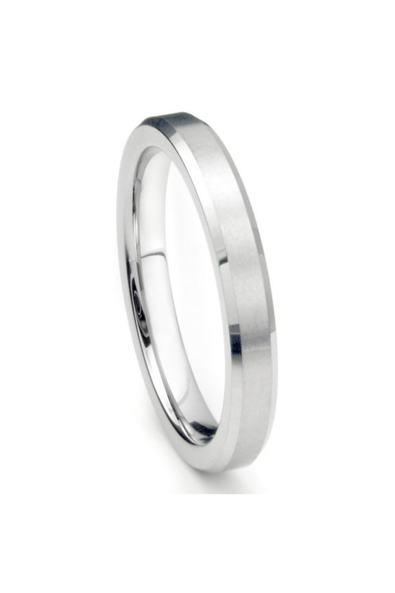 4MM Sterling Silver Brush Finish Beveled Tarnish Resistant Comfort Fit Wedding Band Ring Sz 13