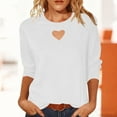 thumbnail image 2 of Miluxas Women's Heart Cut Out Oversized Sweatshirts 3/4 Sleeve Pullover Tops White XL(XL), 2 of 8