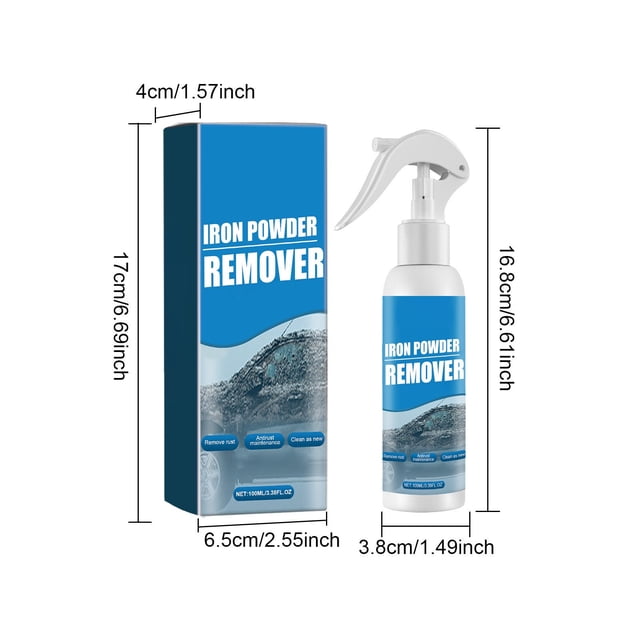 100ml Multipurpose Rust Remover Spray for Cars, Trucks, Tools, Metal Surfaces, Effective Rust Stain Cleaner with Sponge, Fast Acting Formula, Safe on Paint Chrome Aluminu