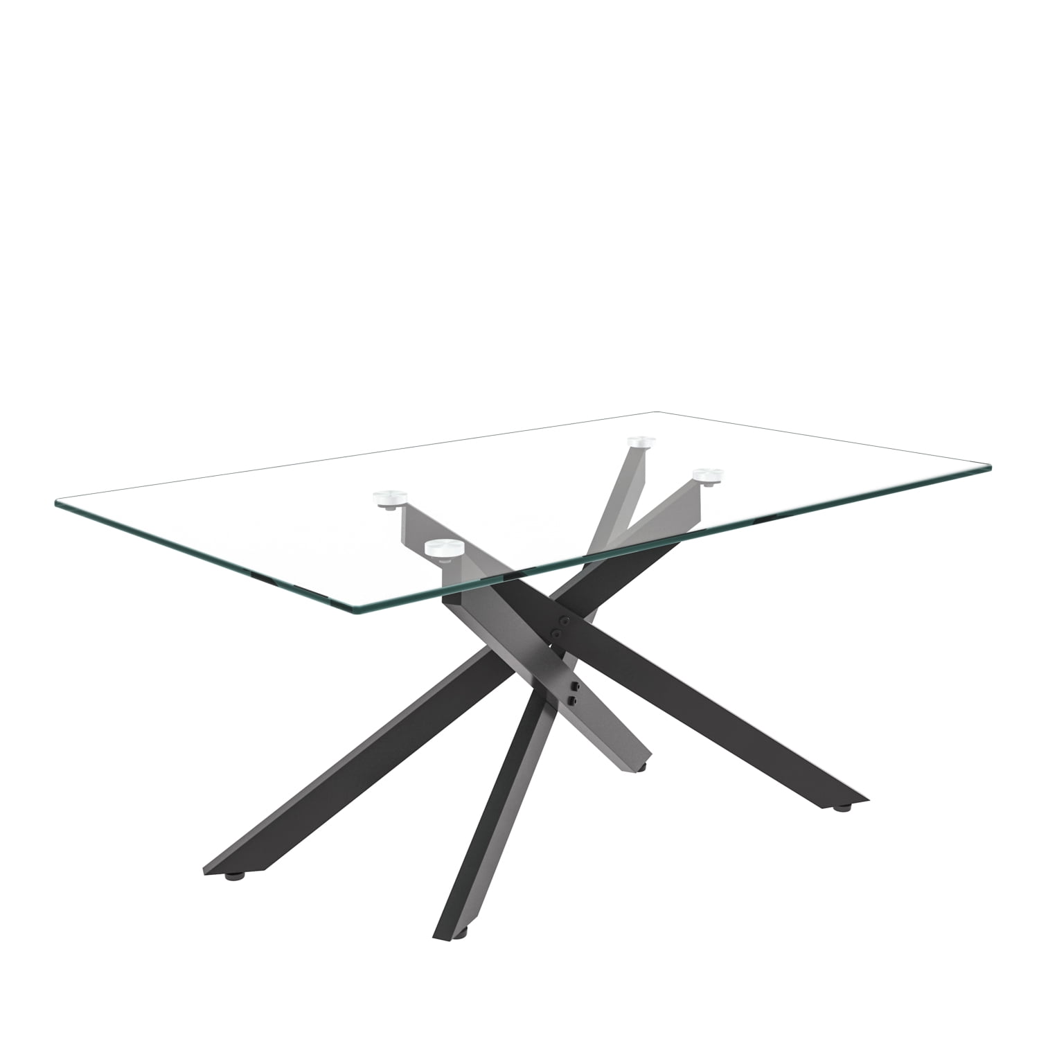 Holaki 39.37" Rectangular Clear Tempered Glass Coffee Table,Stylish Design with Black Metal Legs, Coffee Table for Living Room