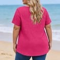 thumbnail image 4 of BLVB Haut pour Femme Grande Taille Été T-Shirt à Manches Courtes Col en V Blouse Chic Décontractée Tunique Plissée T-Shirts, 4 of 5