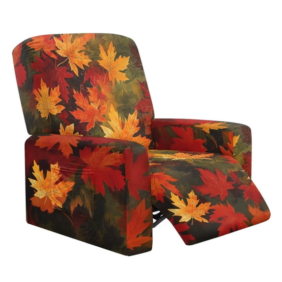 chaqlin Red Gold Maple Leaf Fall Recliner Chair Covers for Reclining Sofa Couch Cover with Pocket Breathable Chair Cushion Slipcovers Furniture Protector with Elastic Bottom for Dog 4 Packs