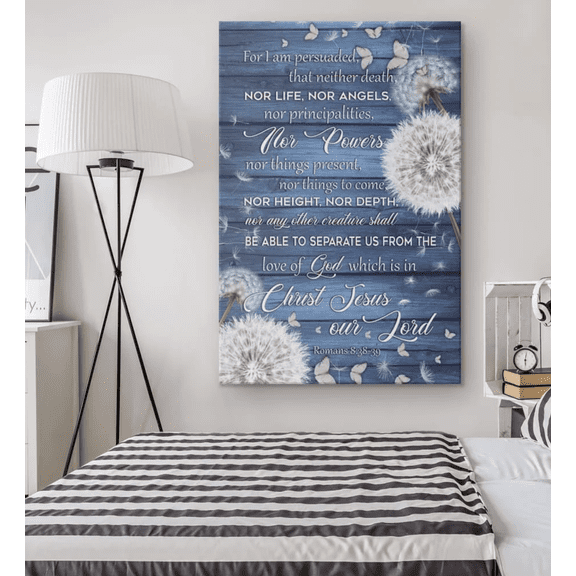 Romans 8:38-39 Christian Framed Canvas Wall Art Decor, Bible Verse Canvas Print Artwork, Inspirational Religious Home Decor for Office Living Room Bedroom, Christian Faith Gift Décor