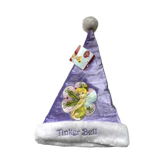 Fluffy Lavander Disney Tinkerbell Santa Claus Hat - Tinker Bell Plush Santa Hat