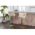 thumbnail image 5 of Modern Swivel Bar Stools Set of 2, Adjustable Counter Height Gold Barstools with Backs Upholstered Tufted Velvet Bar Chairs for Kitchen Island Counter Stools Taburetes para Barra De Cocina Beige, 5 of 9
