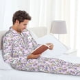 thumbnail image 6 of Naloa Purple Rabbit Men’s Pajamas Set - Long Sleeve Button Down Sleep Shirt and Pajama Bottoms Sleepwear Set-Large, 6 of 7