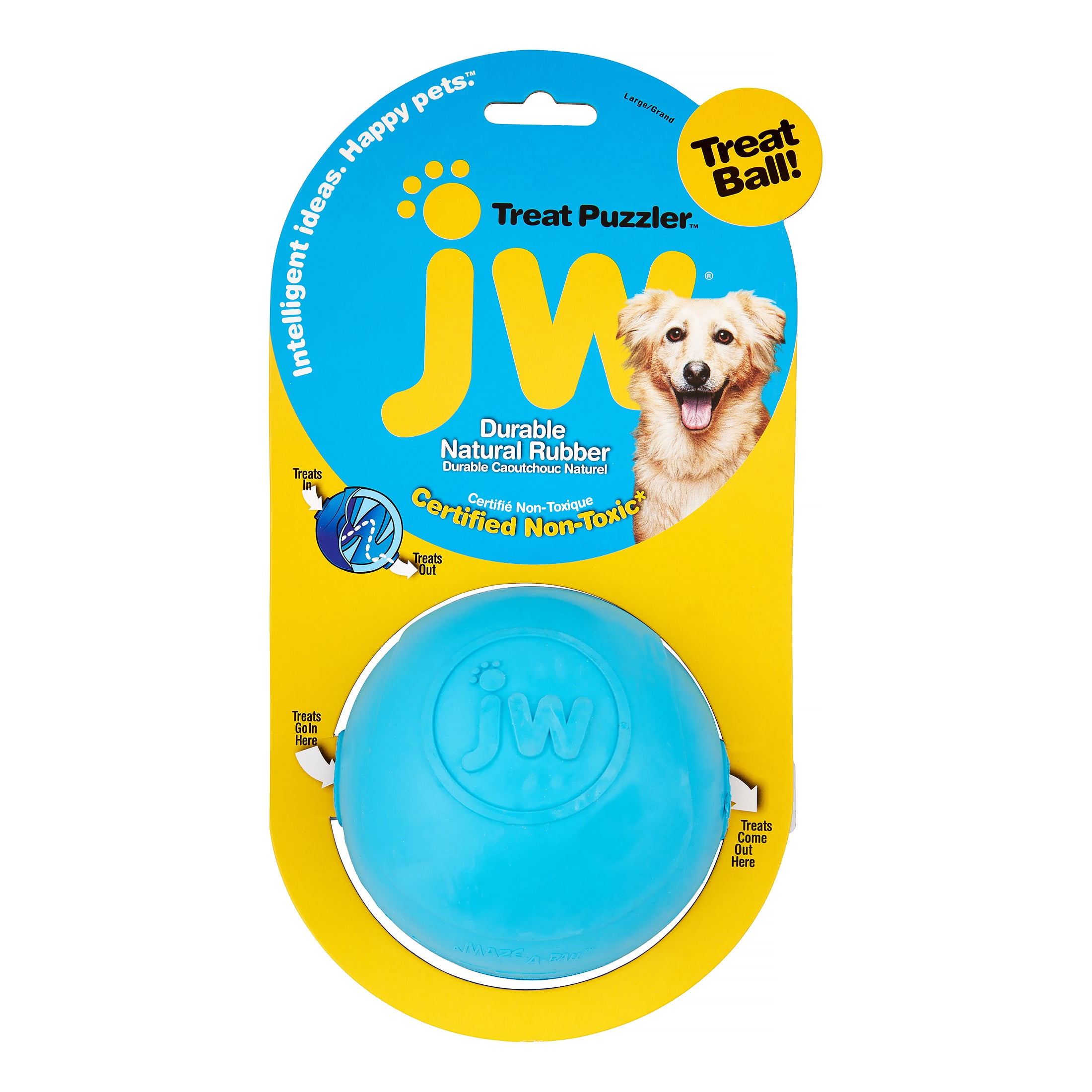 Petmate JW Pet Treat Puzzler Dog Toy Ball, Large, Assorted Colors
