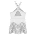 thumbnail image 6 of renvena Kids Girls Sequins Latin Salsa Ballet Dance Dress Crisscross Back Jazz Fringe Tassel Performance Silver 10, 6 of 7