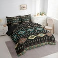 thumbnail image 3 of Homewish Boho Aztec Print 7pcs Bedding Comforter Set,Retro Bohemian Geometric Queen Bedding Sets,Brown Cyan Queen Sheet Sets For Adult,Ultra Soft Home Decor Reversible, 3 of 8
