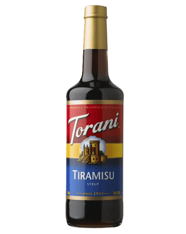 Torani Tiramisu Flavouring Syrup, 25.4 fl oz (750ml) Glass Bottle with Absol Gold Pump