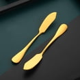 thumbnail image 4 of Juego de 12 cuchillos de acero inoxidable - mini cuchillos de cocina para tostadas, sándwich, pan, mantequilla, queso, desayuno - 14,5 cm - oro mate., 4 of 5